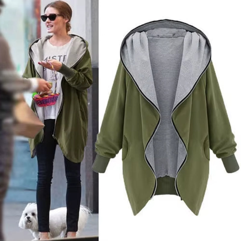 Europe and America Fashion Casual Hooded Large Size Women Autumn Increase the Fat Sister Was Thin Jackets Women Outerwear Coats