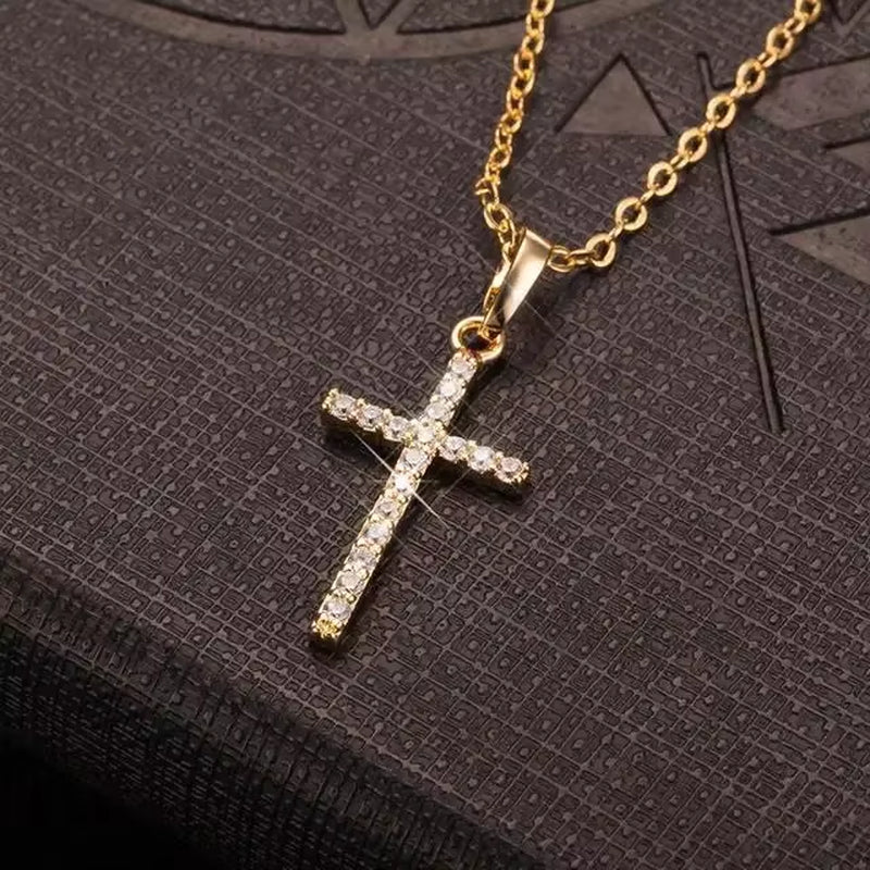 Fast and Furious 7 Moive Cross Pendant Necklace for Men Women Stainless Steel Crystal Jesus Cross Tourette Choker Jewelry Gift