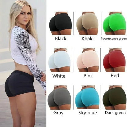 New Women Elastic Sports Shorts Casual High Waist Tight Fitness Slim Skinny Bottoms Summer plus Size Solid White Black Shorts